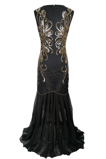 Vestido largo  de la década de 1920 lentejuelas